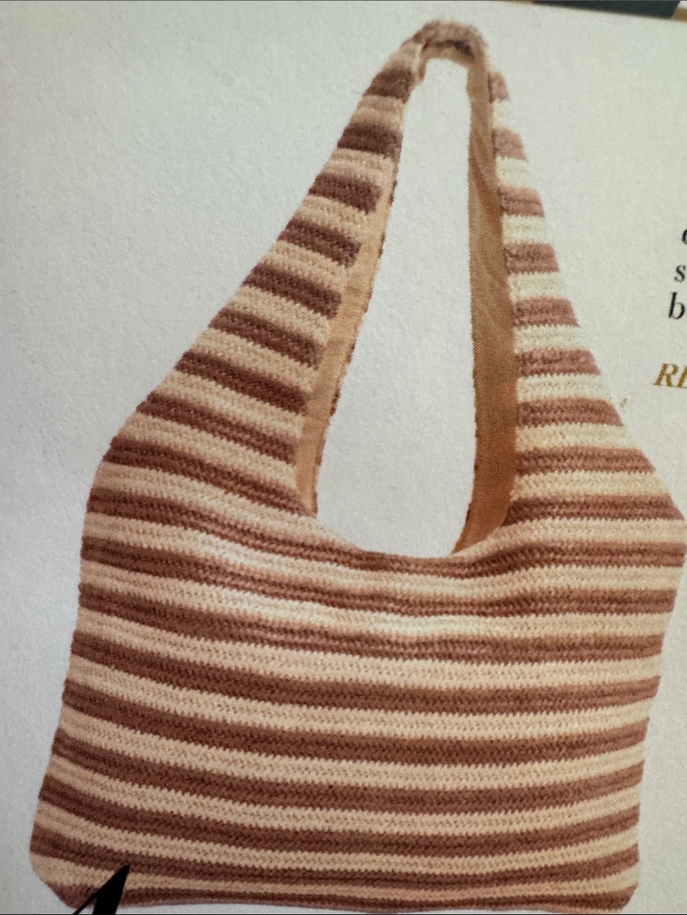 Beach Riot Striped Knit Tote in Cream and Taupe